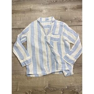 S&L Shirt Womens Medium Blue White Striped Button Front Tunic Lightweight Top